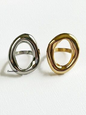 New Anthropologie 18GKP Molten Geometric Statement Ring